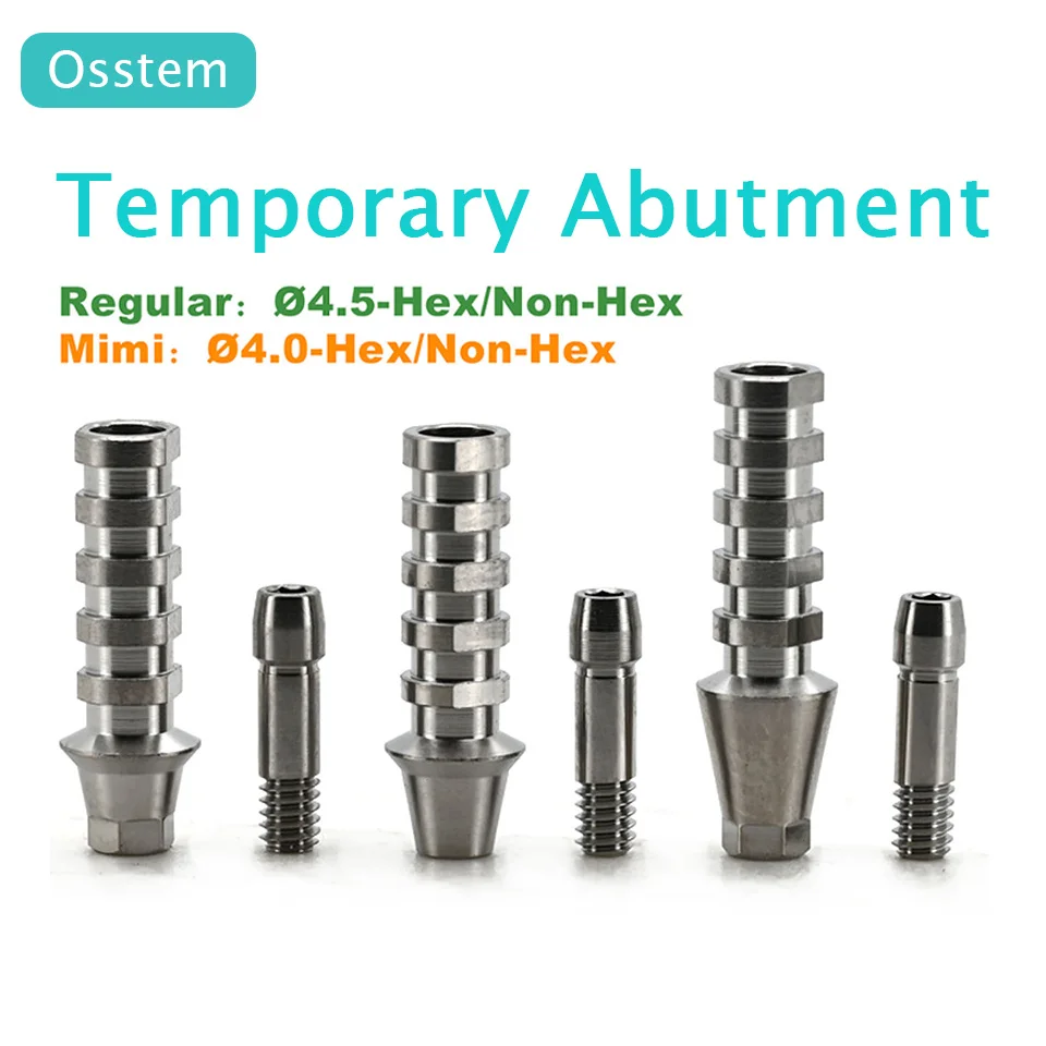 10Pcs Dental Implant Temporary Abutment for Osstem Titanium Base Single Tooth Repair CAD CAM Compatible Component Abutments