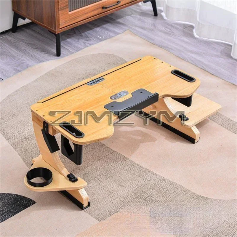 Suporte de madeira ajustável para notebook, suporte para computador de mesa, suporte dobrável portátil, mesa de cama multifuncional para pessoas preguiçosas