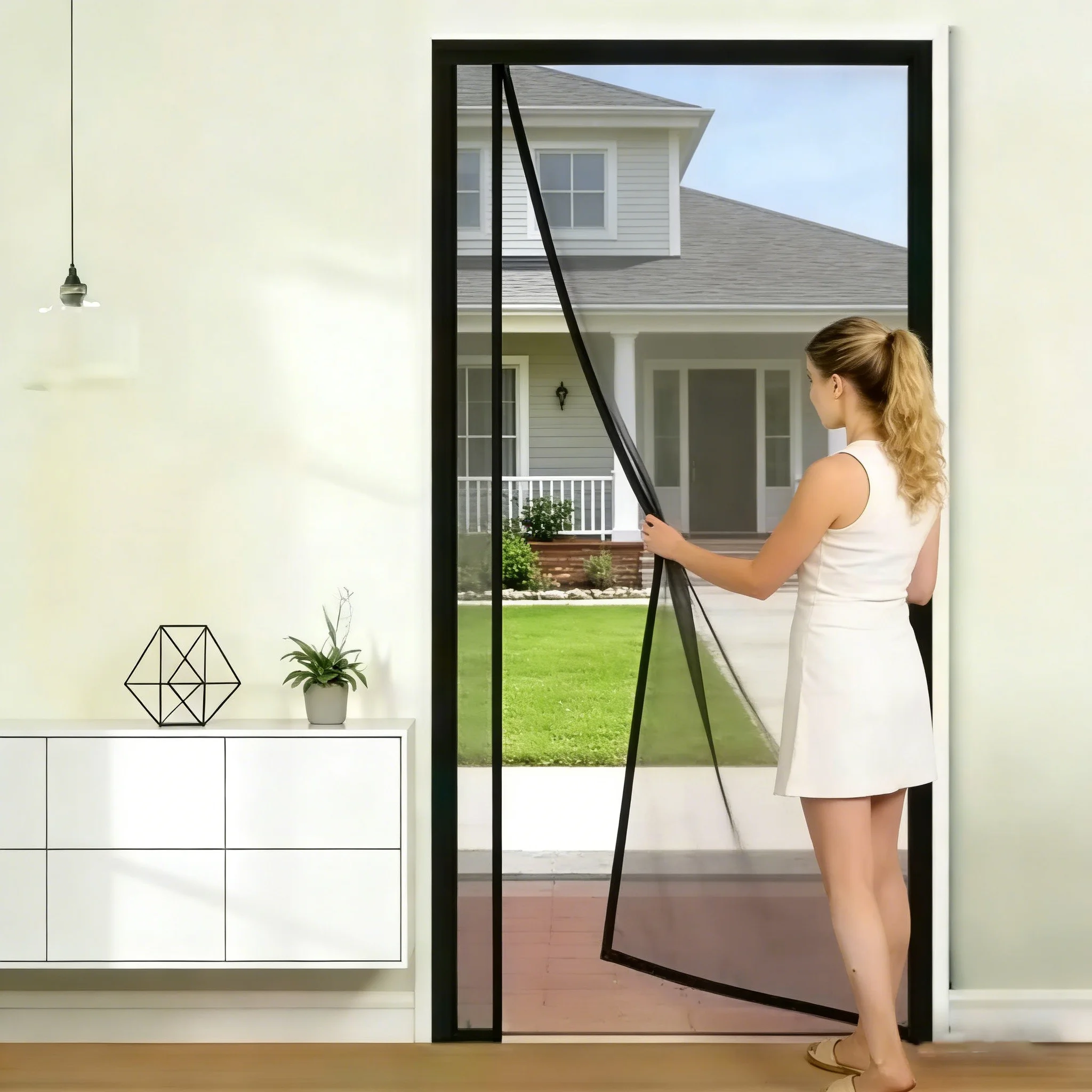 Side Opening Magnetic Door Curtain Mosquito Net,Two-Way Opening,Anti-Mosquito & Insect-Proof,Opaque Mesh,for Summer Indoor Use