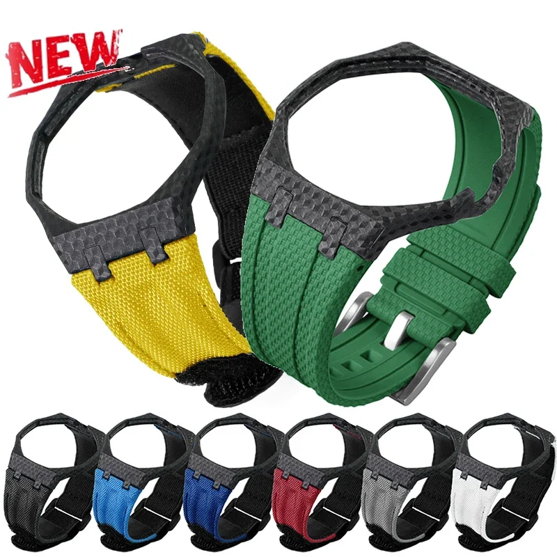 Nylon Strap Stainless Steel Case For Swatch Royal Pop Case Luxury Modification Kit 3 'O Clock/12 'O Clock Accessory
