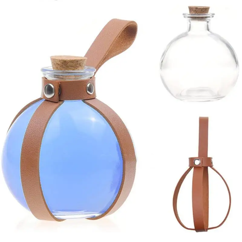 Medieval Wizard Witch Dark Magic Cork Potion Glass Bottle Holder Steampunk Alchemist Healer Larp Cosplay Costume Belt Accessory