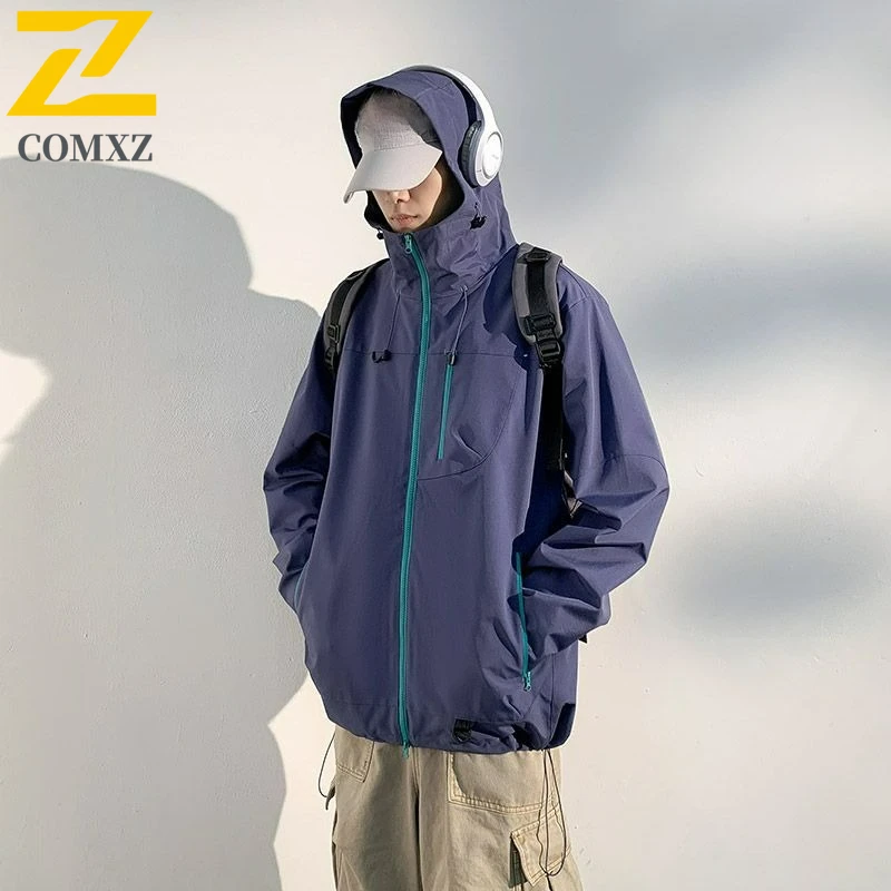 

New Jacket 2025 Autumn Fashion Hooded Slim Fit Camping Coat Ribbed Cuffs Side Pockets Lightweight Thin Casual Streetwear ​