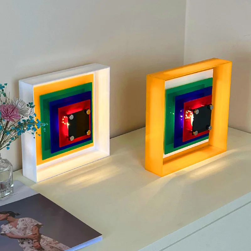 Medieval Memphis Colored Square Wall Lamps Simple Modern Dining Living Room Bedroom Acrylic Atmosphere Wall Light Art Decoration