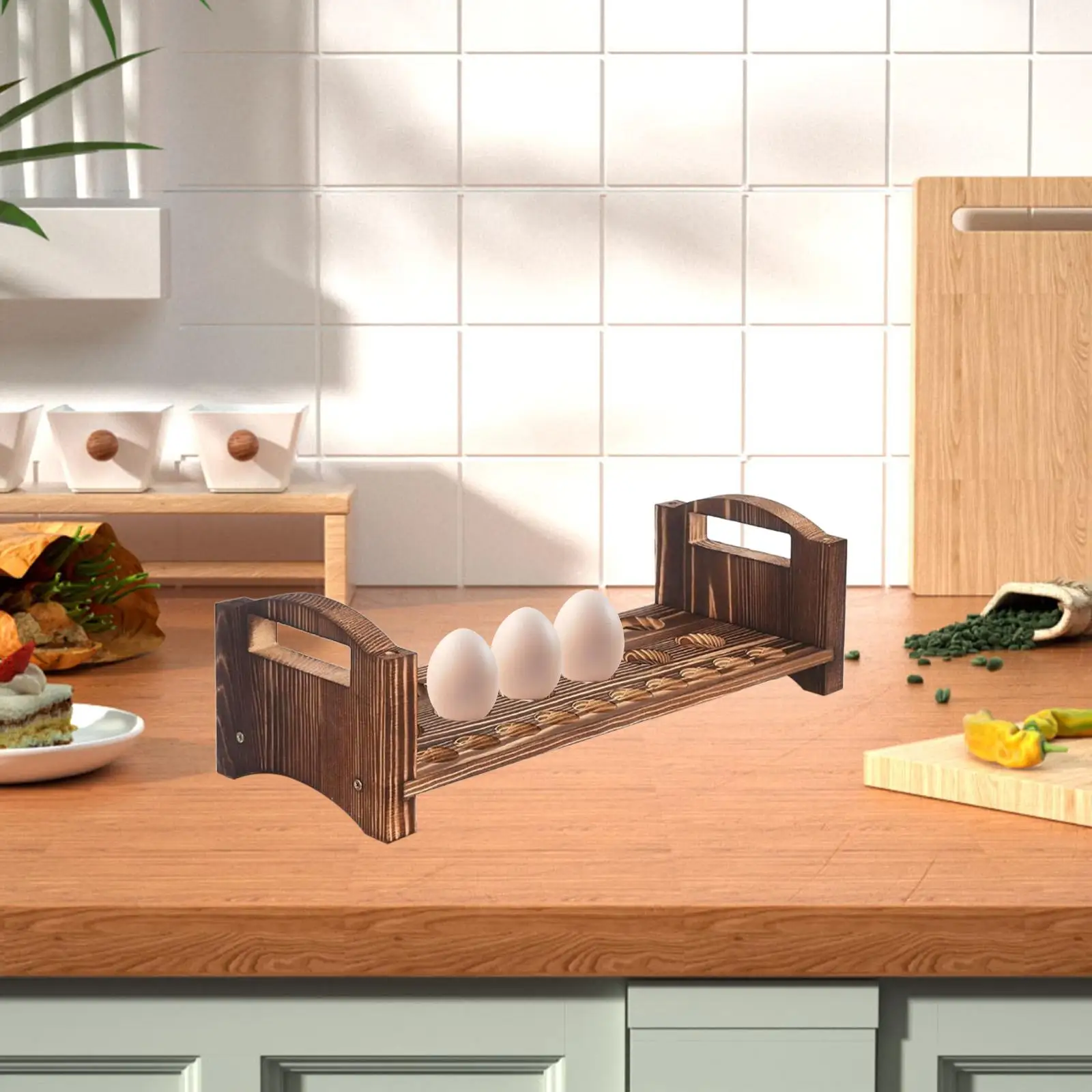 

Wooden Egg Holder, Egg Display Storage Tray, Stand for Restaurant And Home.