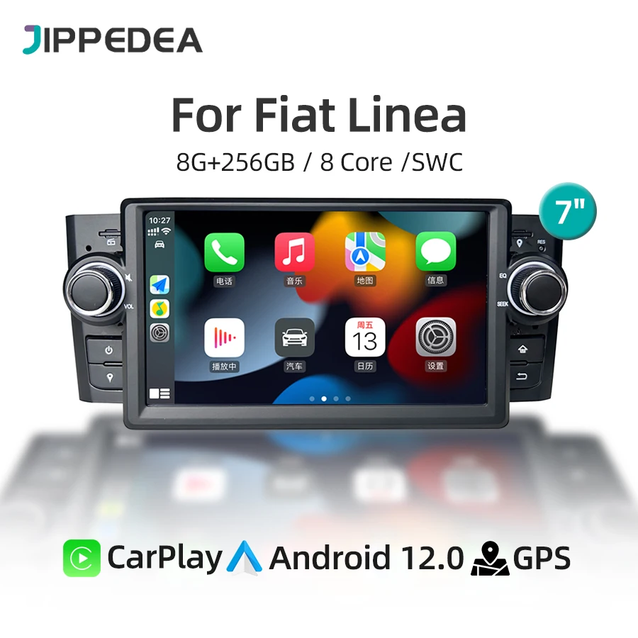 Android 12 Qualcomm 8G 256G CarPlay GPS Navigation 4G WiFi Multimedia Player Stereo Radio For Fiat Linea Grande Punto 2007-2012