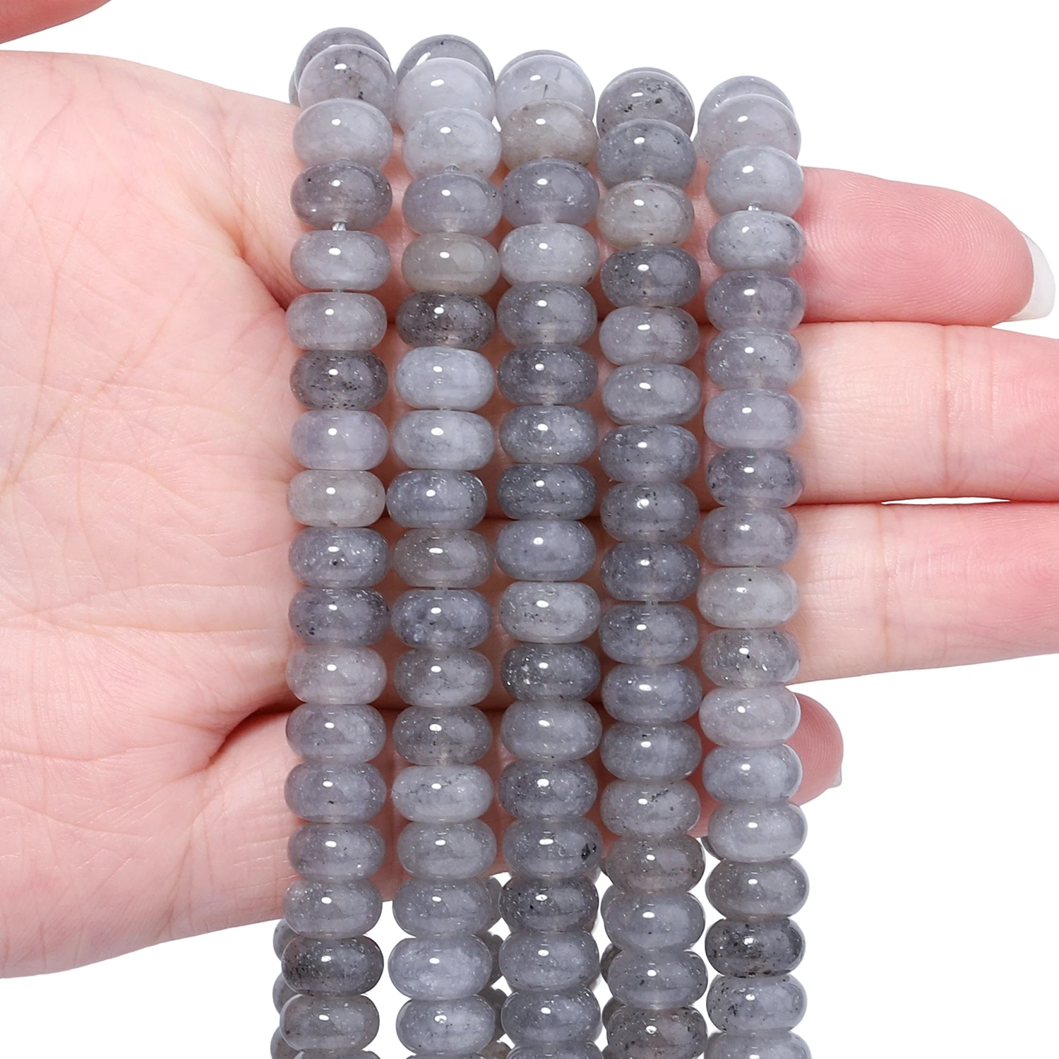 5x8mm Rondell-Perlen aus natürlichem grauem Labradorit, Abacus-Abstandshalterperlen für Schmuckherstellung, DIY-Armbänder und Zubehör