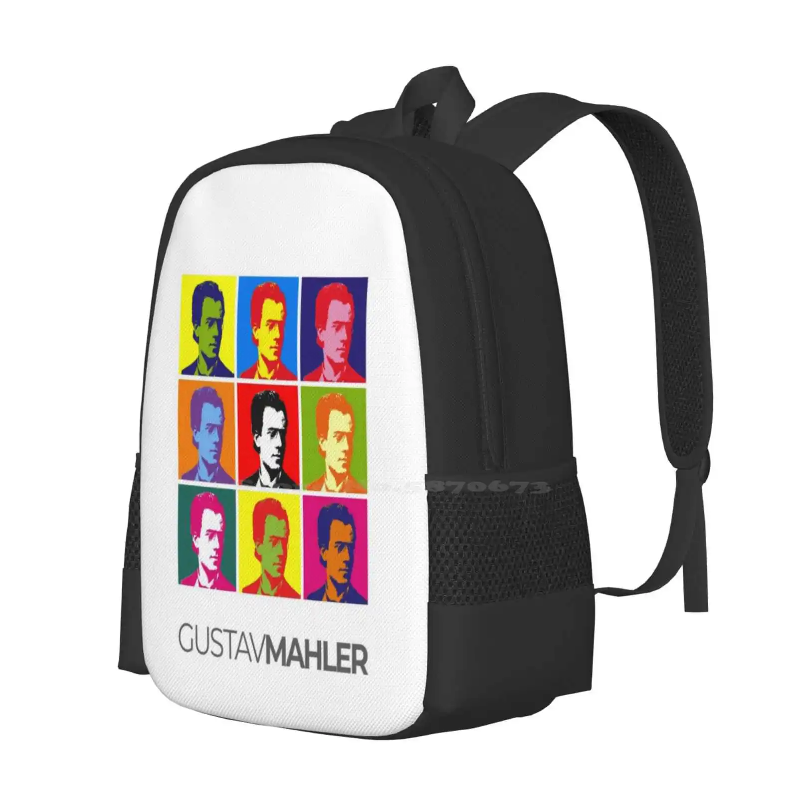 Gustav Mahler Pop-Art Portrait Poster Hot Sale Schoolbag Backpack Fashion Bags Andy Wahrol Pop Art Gustav Mahlershirt Portrait