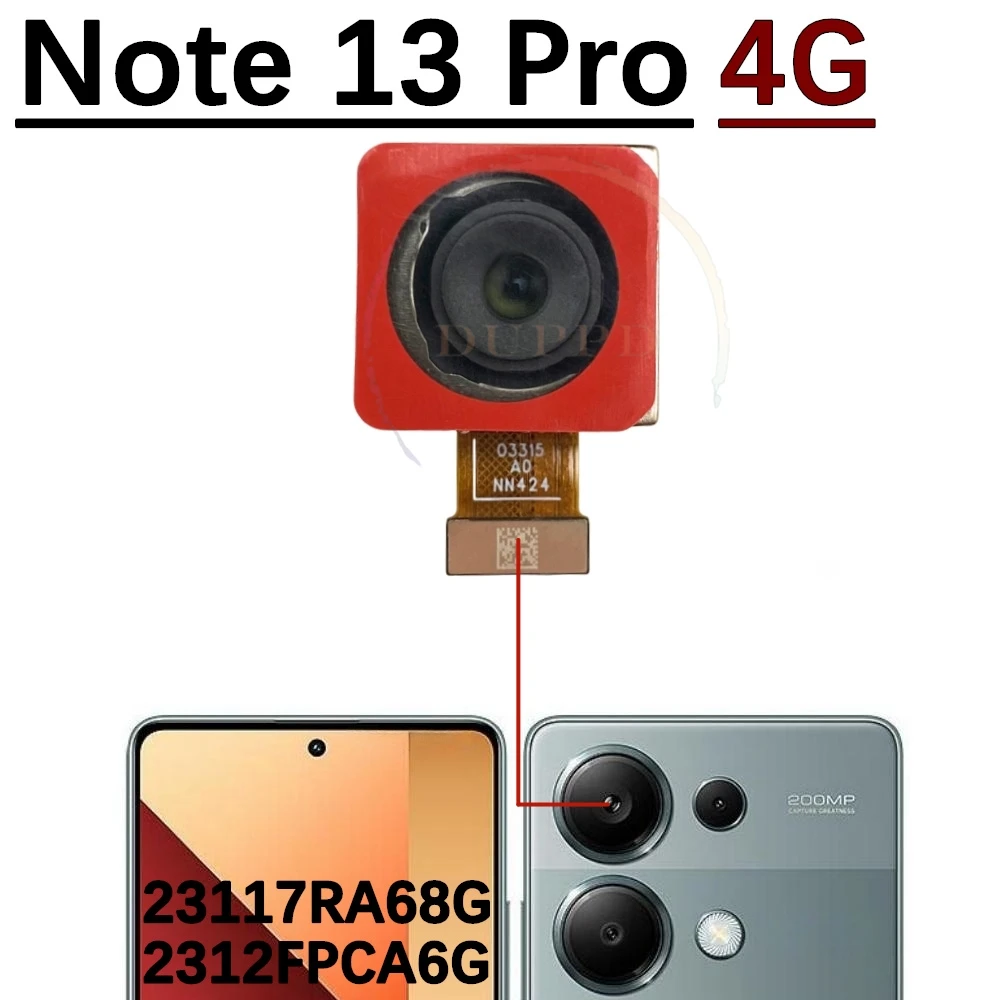 Back Main Camera For Xiaomi Redmi Note 13 Pro Note13Pro 4G 5G Front Samll Facing Rear Camera Moduel Flex Cable Parts