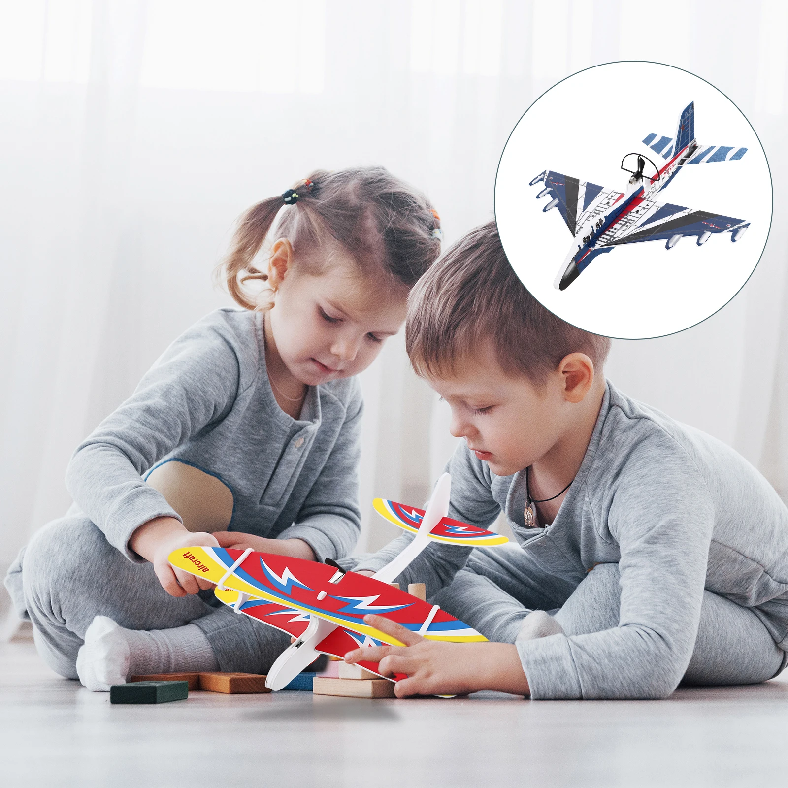 

Glider with Light Flying Toys Kids Educational Hand Toss Plane USB Charged Airplane