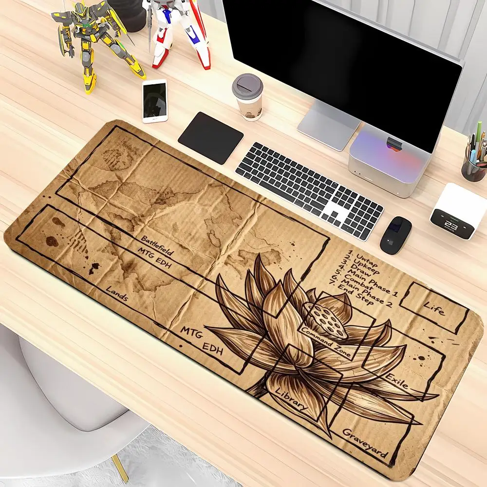 Antique Texture Lotus Blossom Table Mat Mousepad Large Size For Office Desktop Bedroom  Laptop Keyboard pad