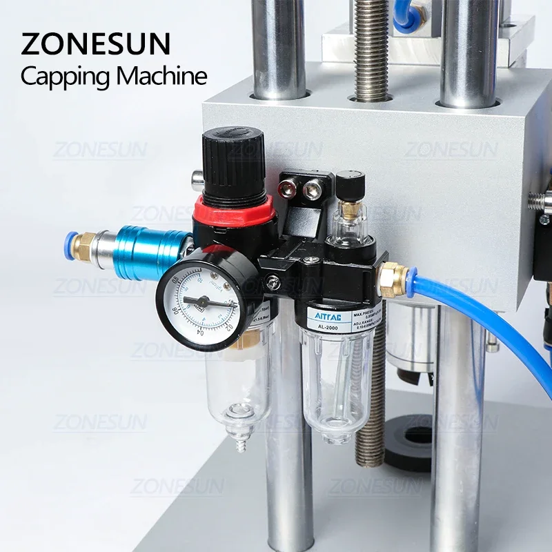 ZONESUN ZS-PVC3 Pneumatic Vial Capping Machine Aluminum Flip-off Cap Crimper Glass Injection Bottle Desktop Semi-auto Sealer