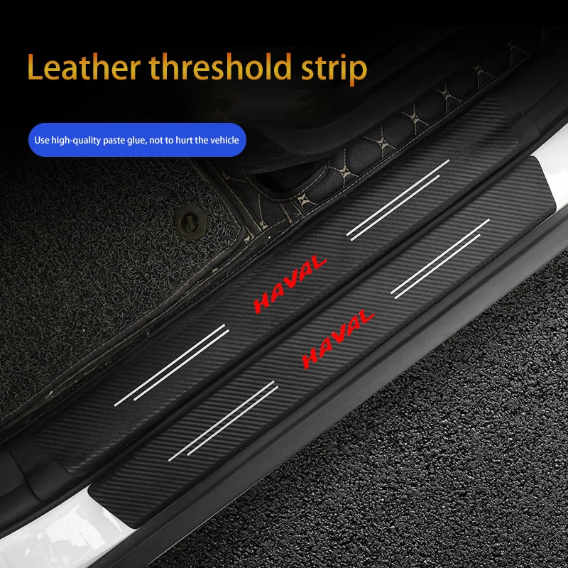 4Pcs Car Door Sill Welcome Pedal Decoration Protect Leather Stickers for Haval Great Wall H6 F7 F7X H2 H9 H3 H5 H1 F5 F9 H4