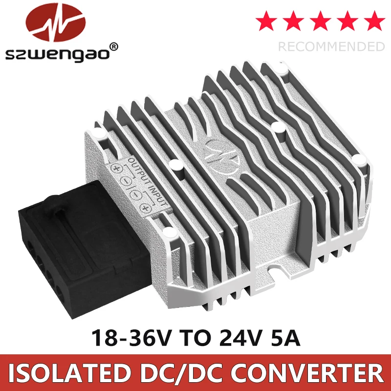 szwengao 36-75V 48V to 24V 5A Step Down Power Converter Regulator 18-36V to 24V 120W Isolated DC-DC Voltage Module Transformer