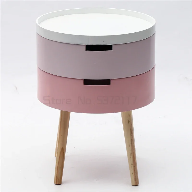 Scandinavian Bedside Table Round Sleek Bedroom Storage Modern Nordic Design Minimalist Nightstand Functional Home Furniture