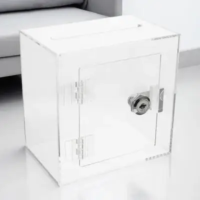 Clear Acrylic Donation Box Lockable Suggestion Complaint Letter Postal Ballot Voting Storage Fundraising Box Donation Boxes