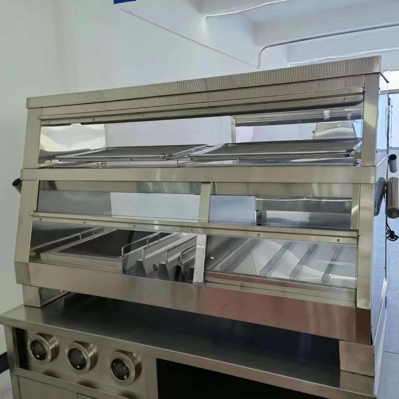 Commercial  f c  fast food Restaurant Electric Fried Chicken Warmer Glass Display Cabinet