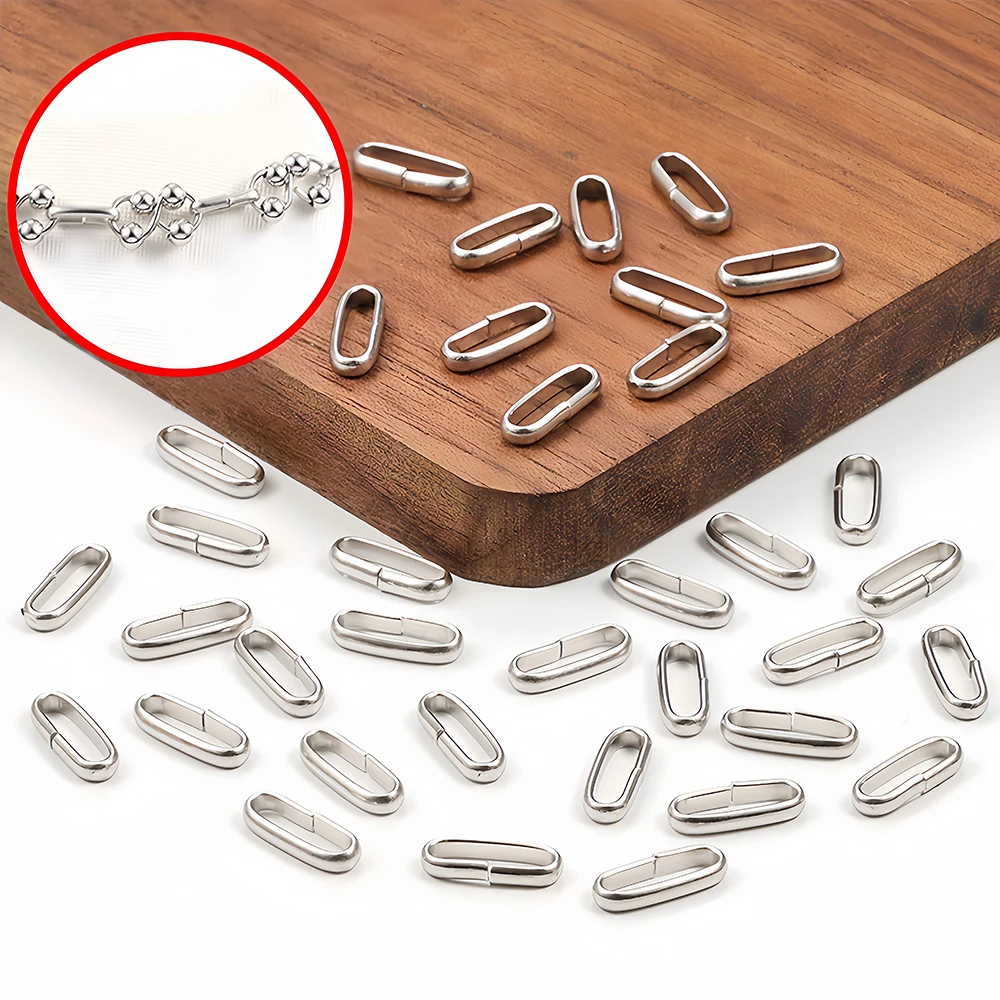 30-50pcs Stainless Steel Oval Link Rings Connectors Jump Ring for DIY Bracelet Necklace Keychain Jewelry Making Accessories