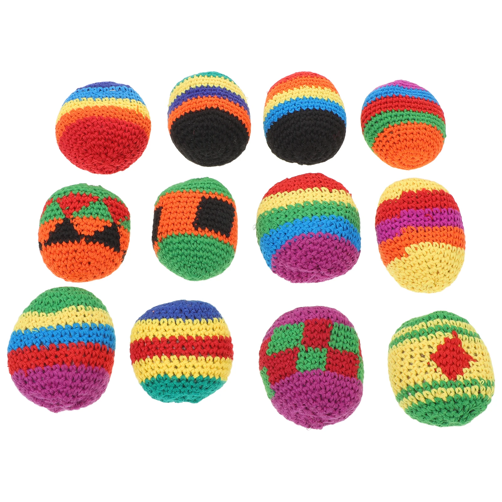 12 Uds. Bolsa de arena tejida a mano, bolas artesanales, juguetes hechos a mano para niños pequeños, bolsas para lanzar hilo para niños