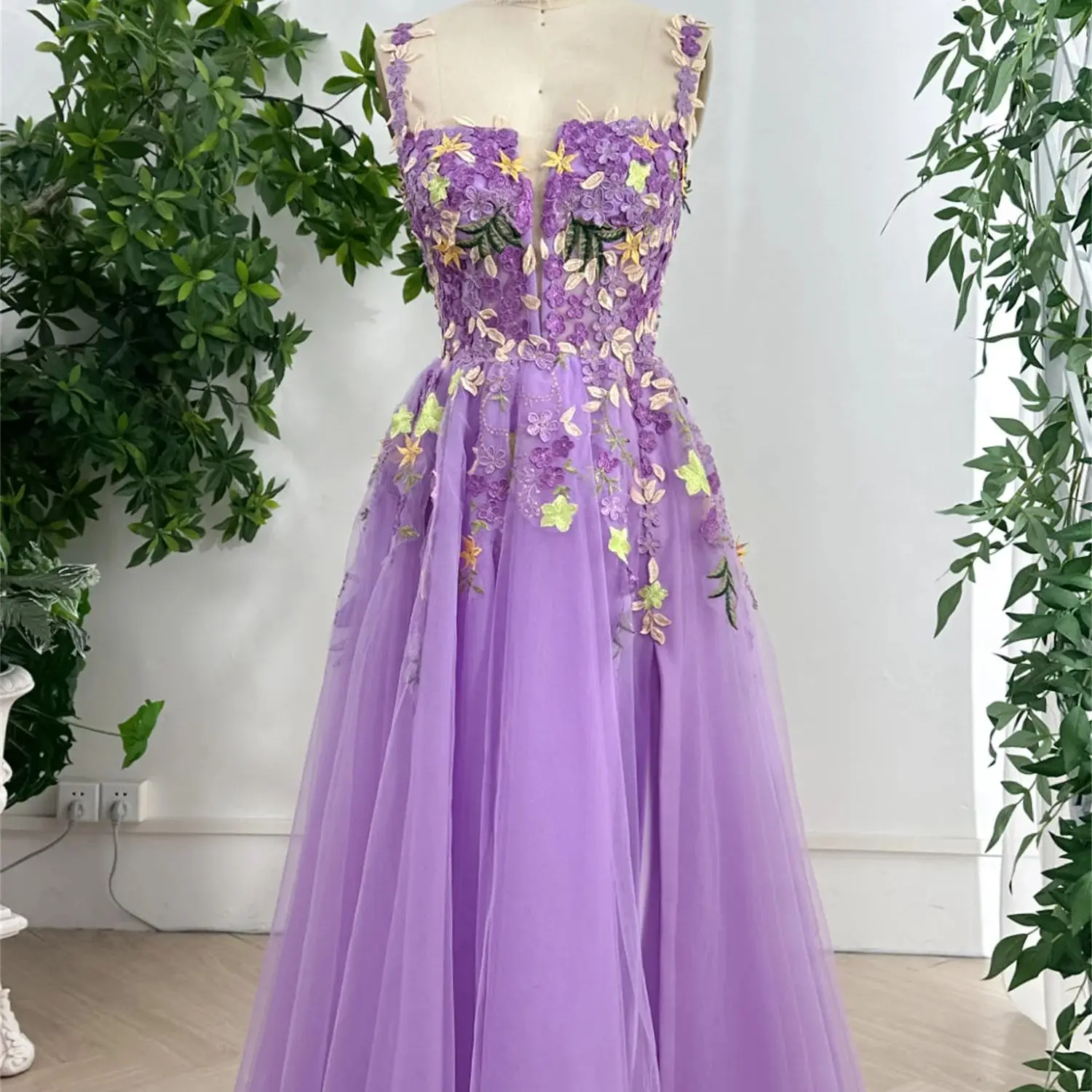 

Aileen Evening Dress With Corset 3D Flowers Lace Purple Occasions Prom Fuchsia A-line Short Dresses Women Costumes Elegant Gowns