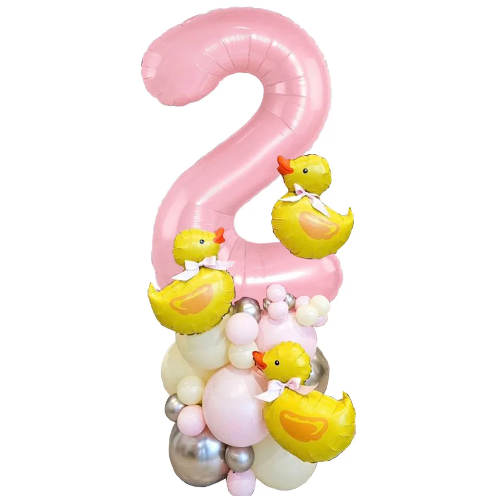 42pcs Mini Duck Balloon Arch Garland Kit 40inch Pink Color Number Pink Latex Balloons for Birthday Party Decor baby shower