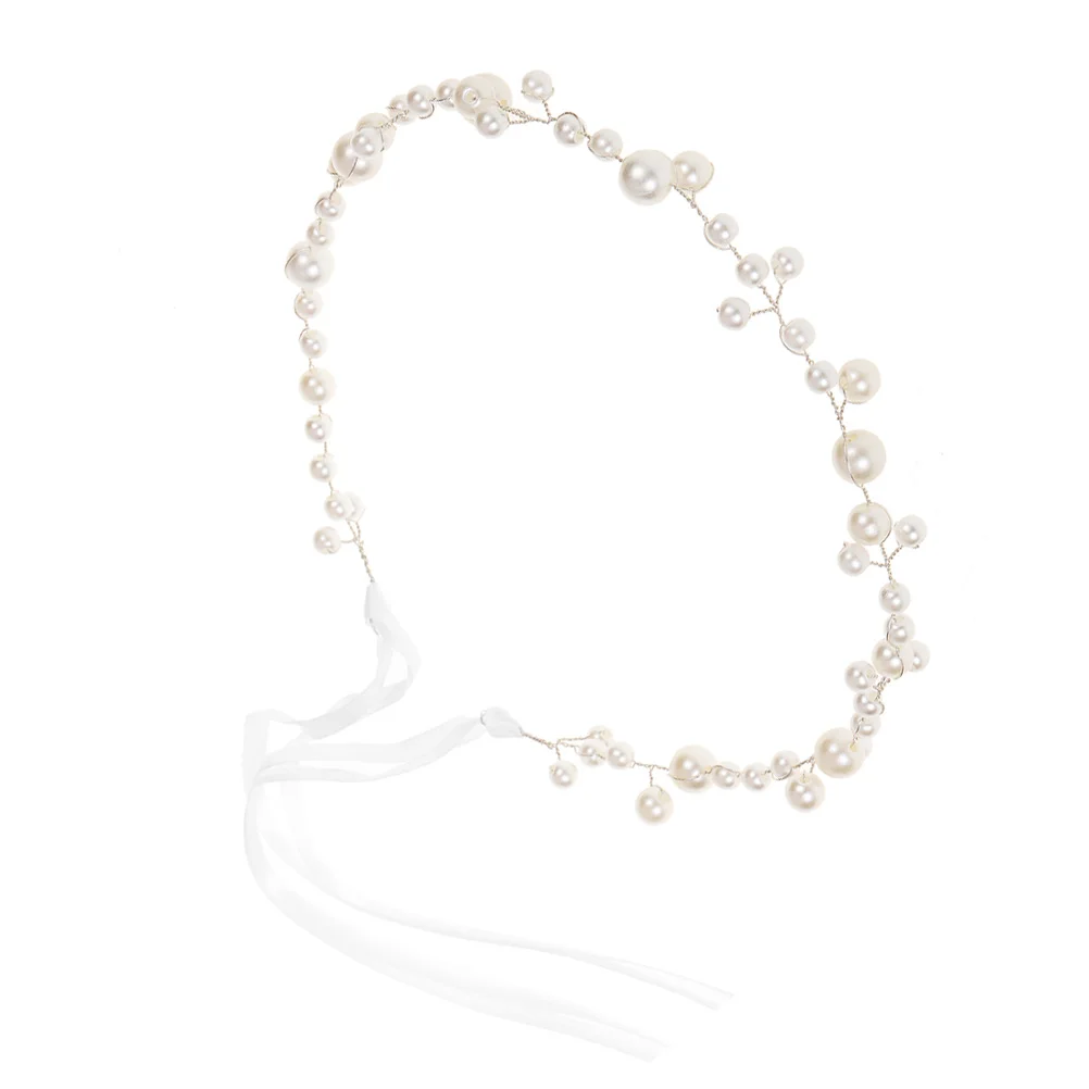 

Pearl Hair Accessories Elegant Ribbon Headband for Girls Bachelorette Party Wedding Bridal Artificial Pearls Hair Decor