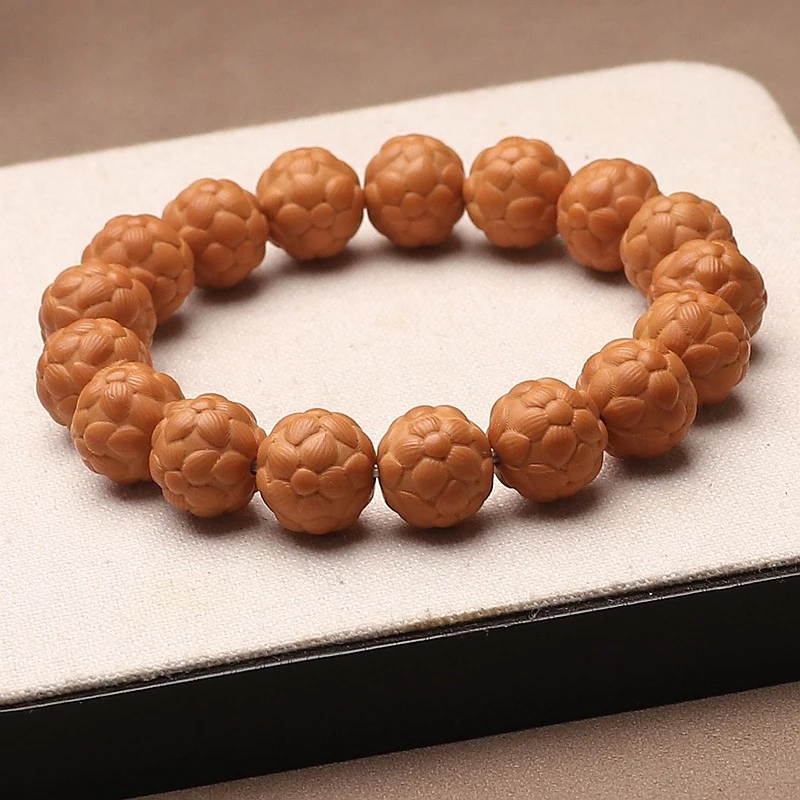 Natural Monkey Walnut And Flower , Plum Blossom Bracelet, Single-Loop , Finished Buddhist Beads