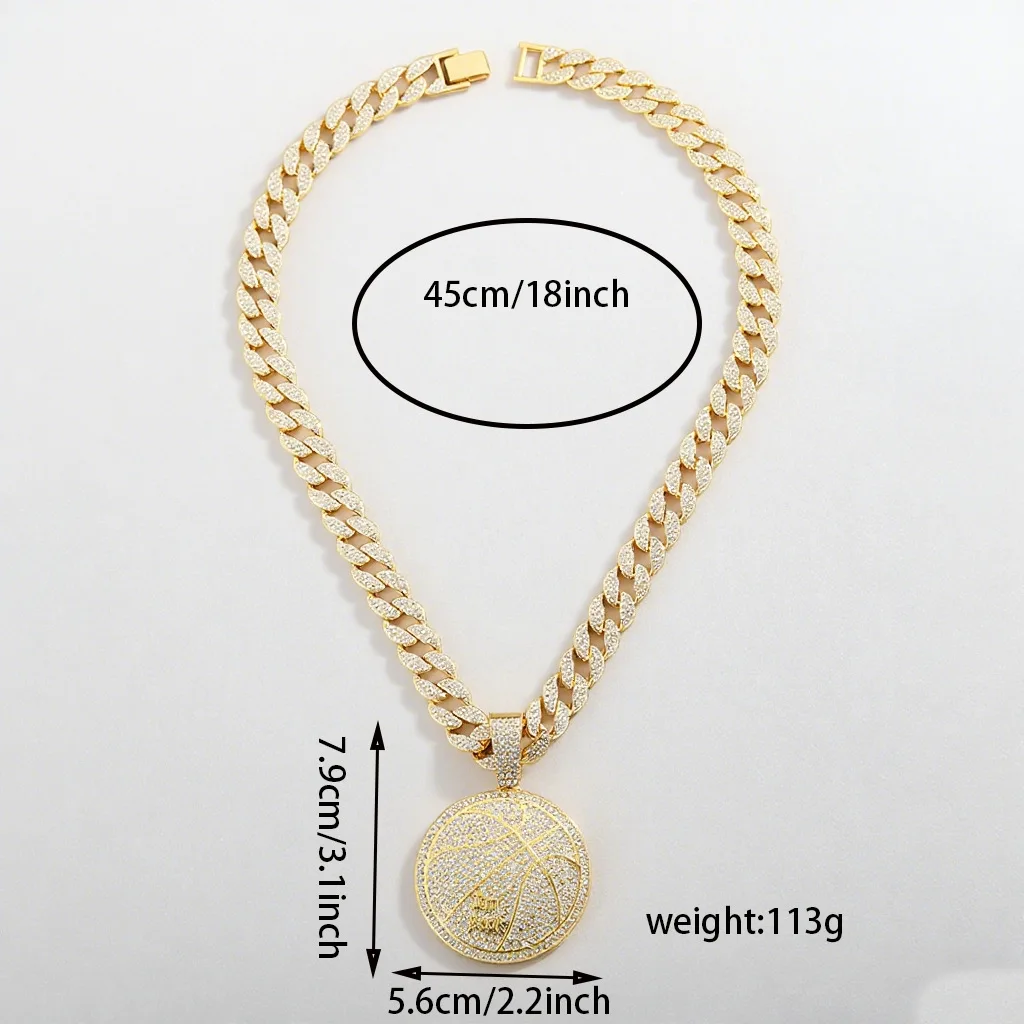 DIY accessories hip-hop new product round pattern I'm back alloy full diamond pendant hip-hop Cuban chain necklace men's necklac