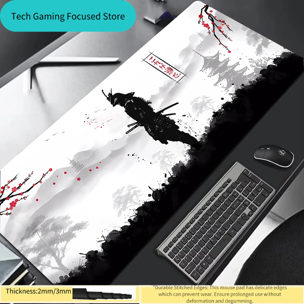 Samurai Warrior MousePad Gamer Computerzubehör Tastatur Tischmatte Schwarz Mauspad Company Gaming Laptop Schreibtischzubehör PC