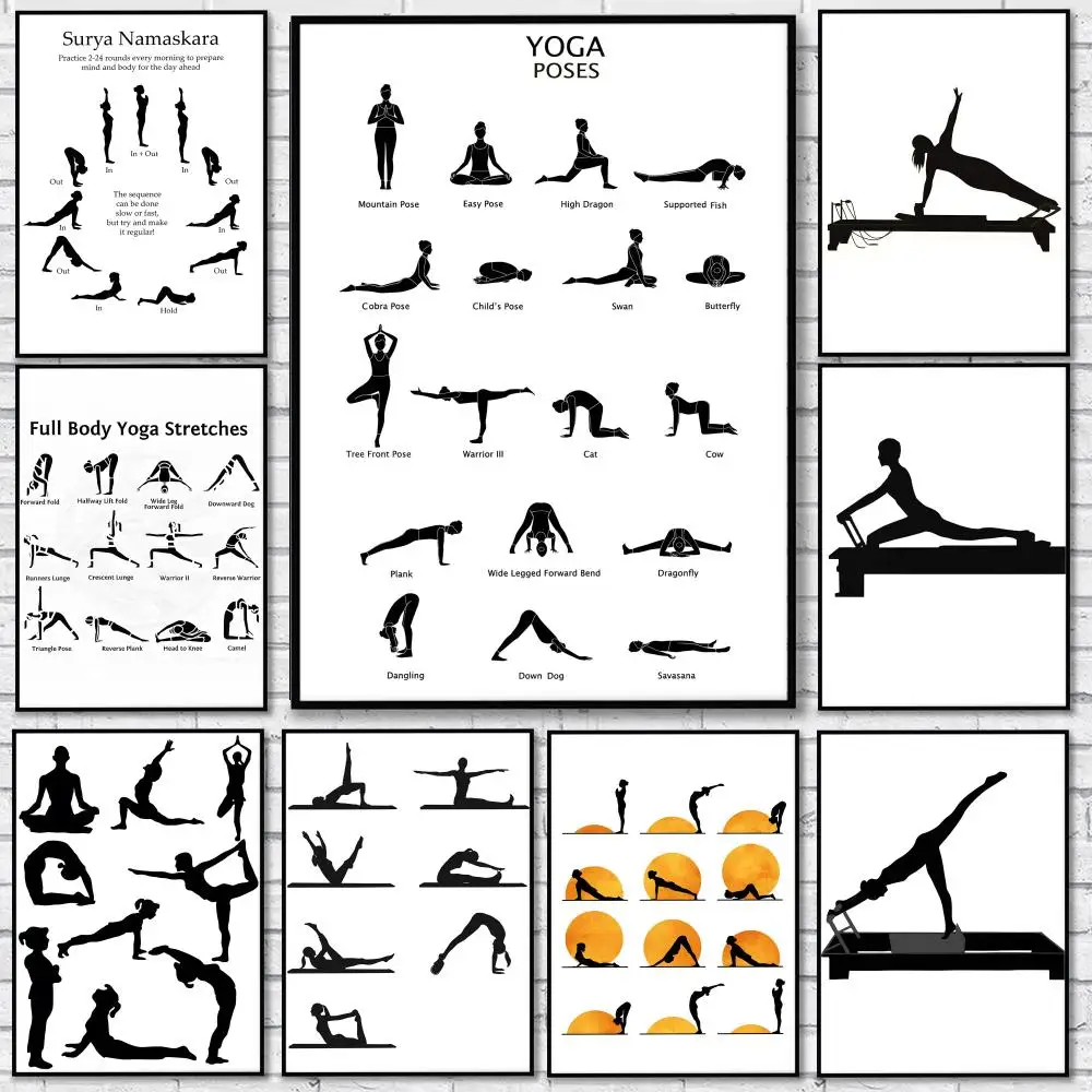 Pilates Simple Poster Sticker Self Adhesive for Playroom Bedroom Hallway Home Wall Art Decor Gift