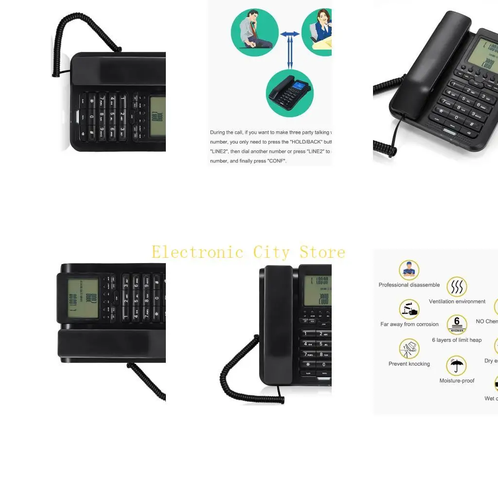 Senior Friendly Landlines Telephone Enhanceds Contrast Button Customizable Ringtone Backlits HU8D