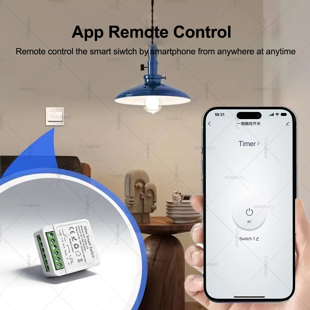 ZigBee 3.0 Smart Mini Switch DIY Light Switch Module 16A Smart Home Breaker 1 Gang Supports 2 Way Control Works with Zigbee2MQTT