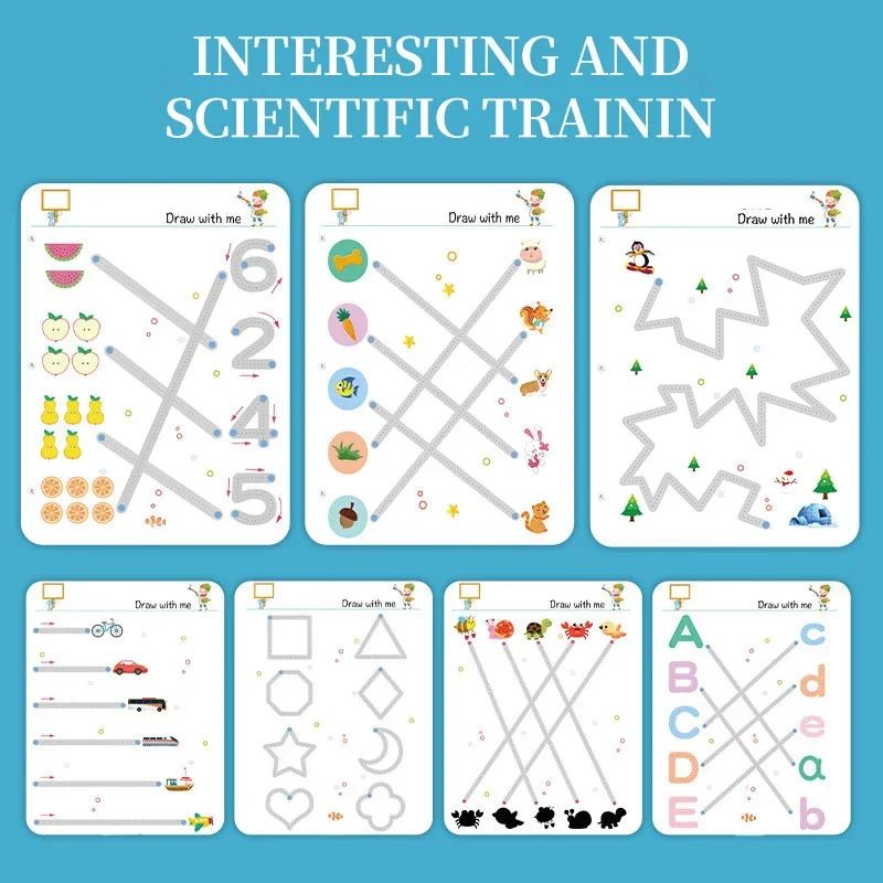 Zestaw tabletów graficznych dla dzieci Montessori, zabawki edukacyjne do nauki matematyki, tablica do malowania wodą, gry planszowe, książka z obrazkami do malowania kolorami i kształtami.