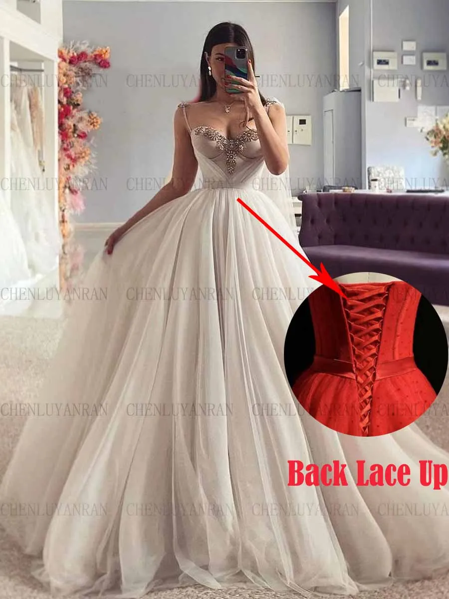 Elegant Wedding Dresses For Women Spaghetti Strap Sexy Wendding Dress Tulle Long Dresses For Wome 2023 فستان حفلات الزفاف