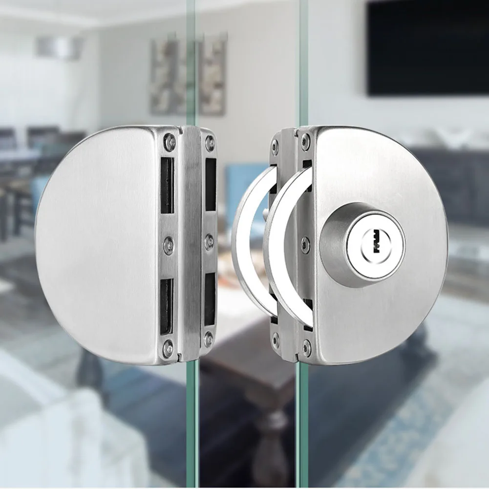 Double Glass Door Locks Ground Bolt Stainless Steel Push-Pull Locks Double-Sided Floor Lock Frameless Sliding Door Lock Hardware