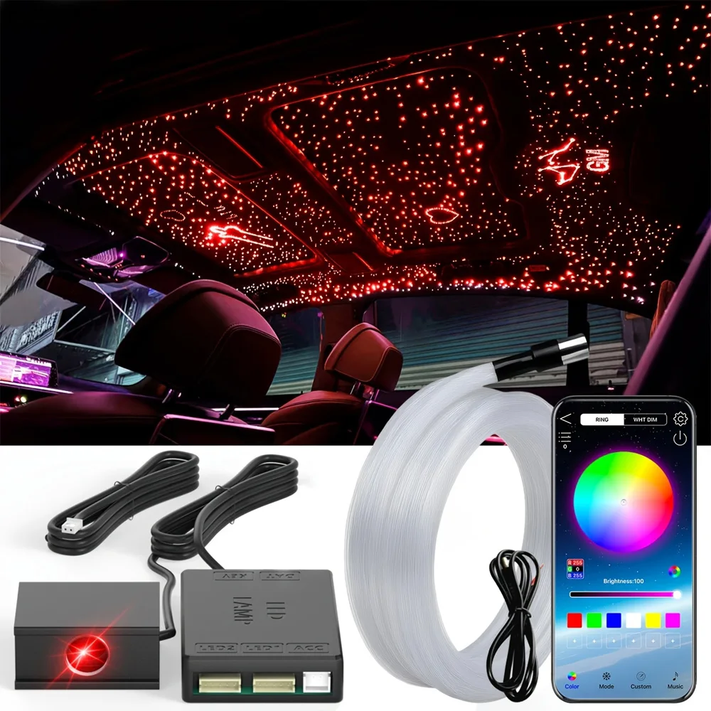 New Upgrade RGBW Split Fiber Optic Star Shaped Ceiling Light Kit, Smartphone Application Wireless & Remote Control Control
