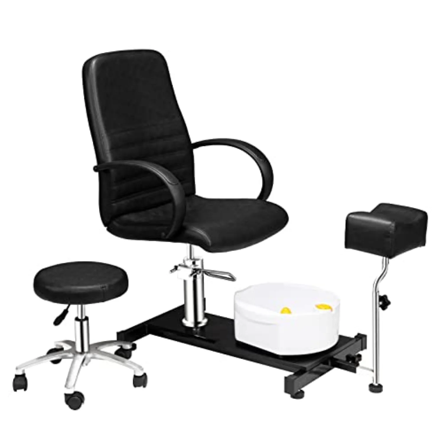 Pedicure Chair with Stool & Bubble Massage Foot Bath, Hydraulic Pedi Chair for Nail Tech, Beauty Spa Salon Unit Station