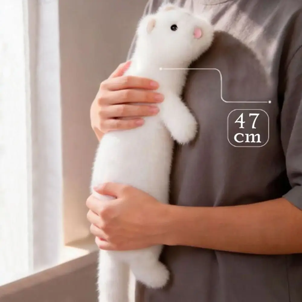 Soft Plush Ferret Plush Pillow Fluffy Texture Cute Expression Stuffed Ferret Toy Dense Stitching Long Ferret Cushion Long Body