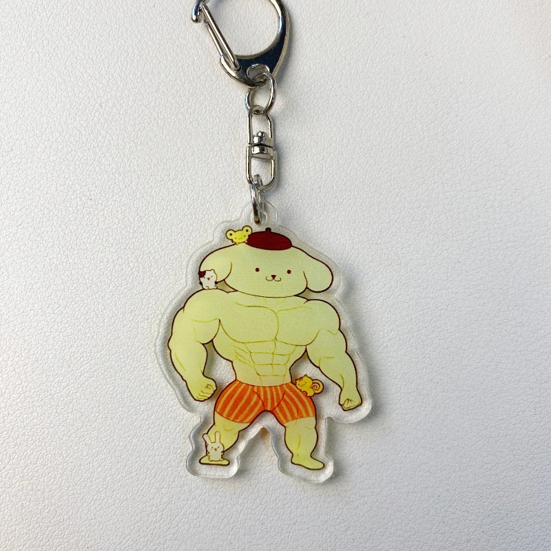 Engraçado Anime Muscular Chaveiro, Olá Kitty, Kawaii, Fitness Macho, Minha Melodia, Mochila, Casal Brinquedo Pingente, Presente para Meninas