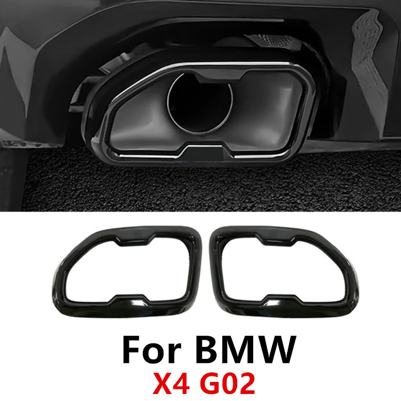 

Car Stickers Turning Double Tail Throat Exhaust Systems Pipe Muffler Tips Cover for BMW X4 G02 2022 2023 2024 Auto Accessories