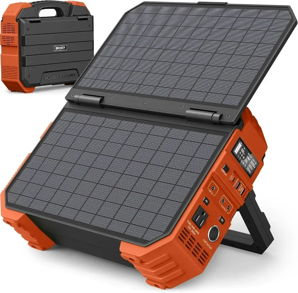 tt Portable Power Station with Built-in Solar Panel LiFePO4 Battery Pack Solar Generator for Outdoor Camping RV Travel