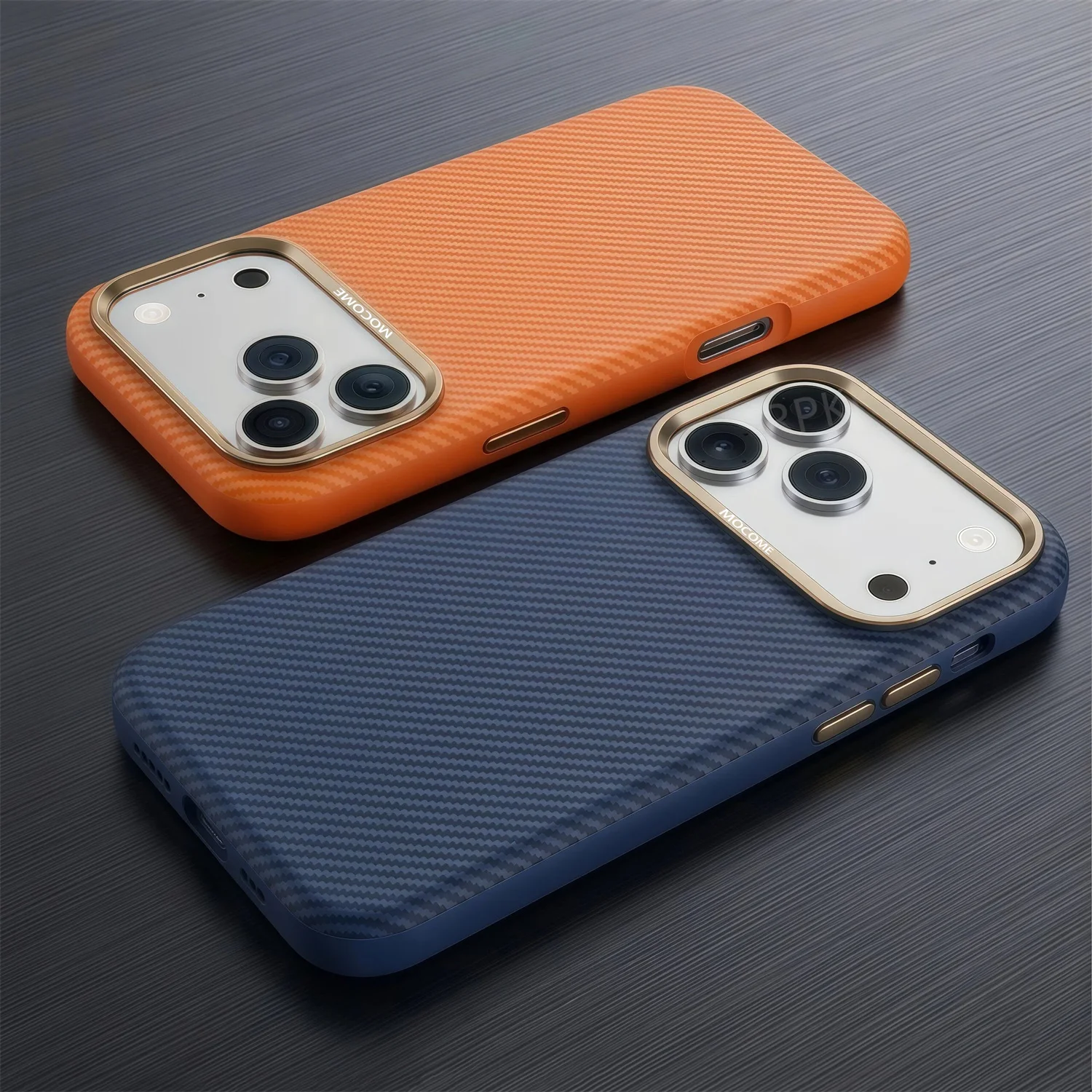 Coque de protection antichoc haut de gamme en fibre de carbone avec texture métallique pour iPhone 17 Pro Max, compatible MagSafe, avec cadre d'objectif en métal