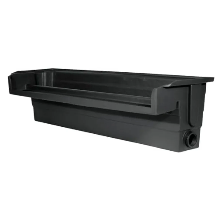 

Just-A-Falls water feature spillway, eco-series polyethylene, black, tool-free liner connection with 2-inch spinweld inlets, 64