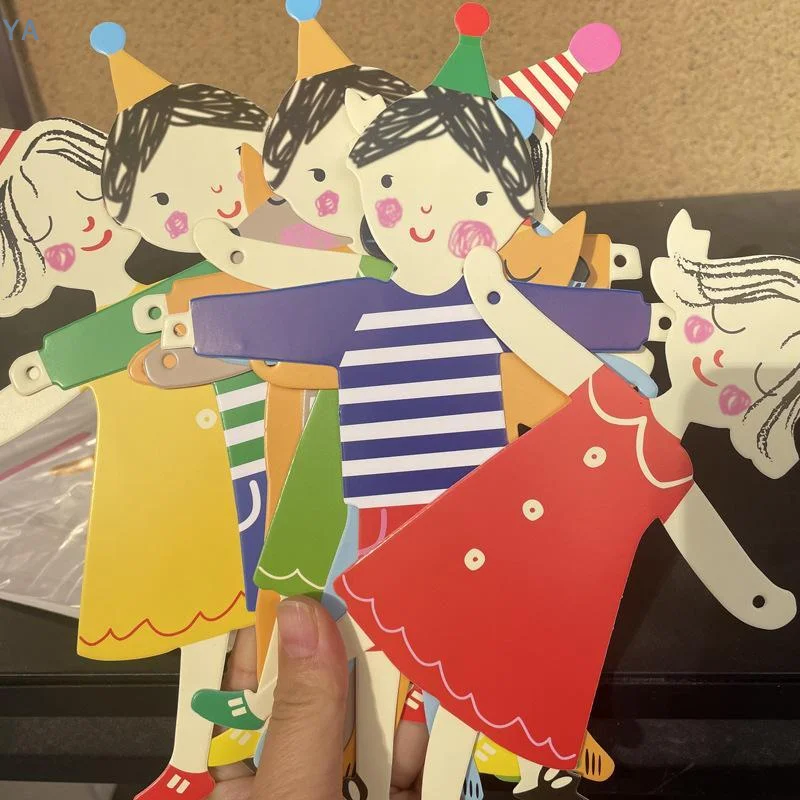 8/12Pcs Waterproof Cartoon Bunting Flags Hands In Hands Boy Girl Cat Dog Pattern for Outdoor Garden Party Decor