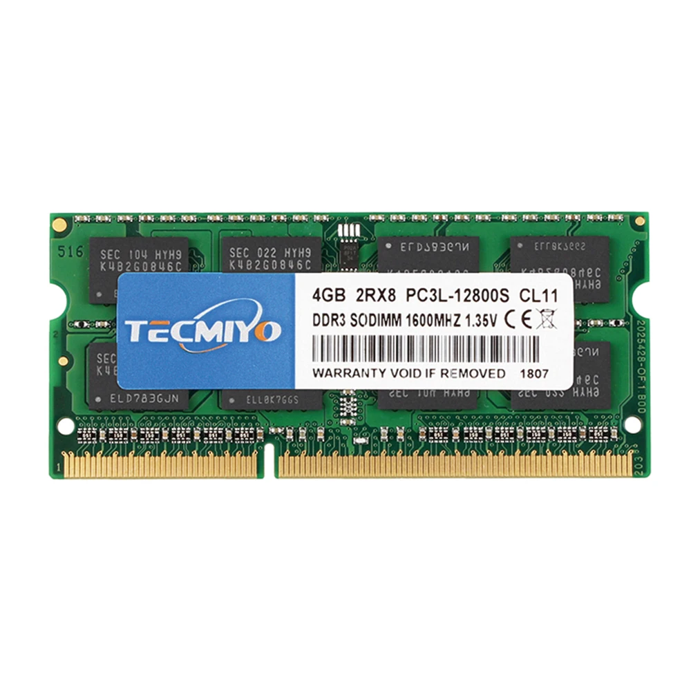 Tecmiyo-ラップトップ用のメモリ,ddr3,ddr3l,4gb,8gb,1600mhz,1333mhz,1066 v,1.35v,1.5v,pc3,PC3L-12800S, PC3-10600S, PC3-8500S,,緑、1個