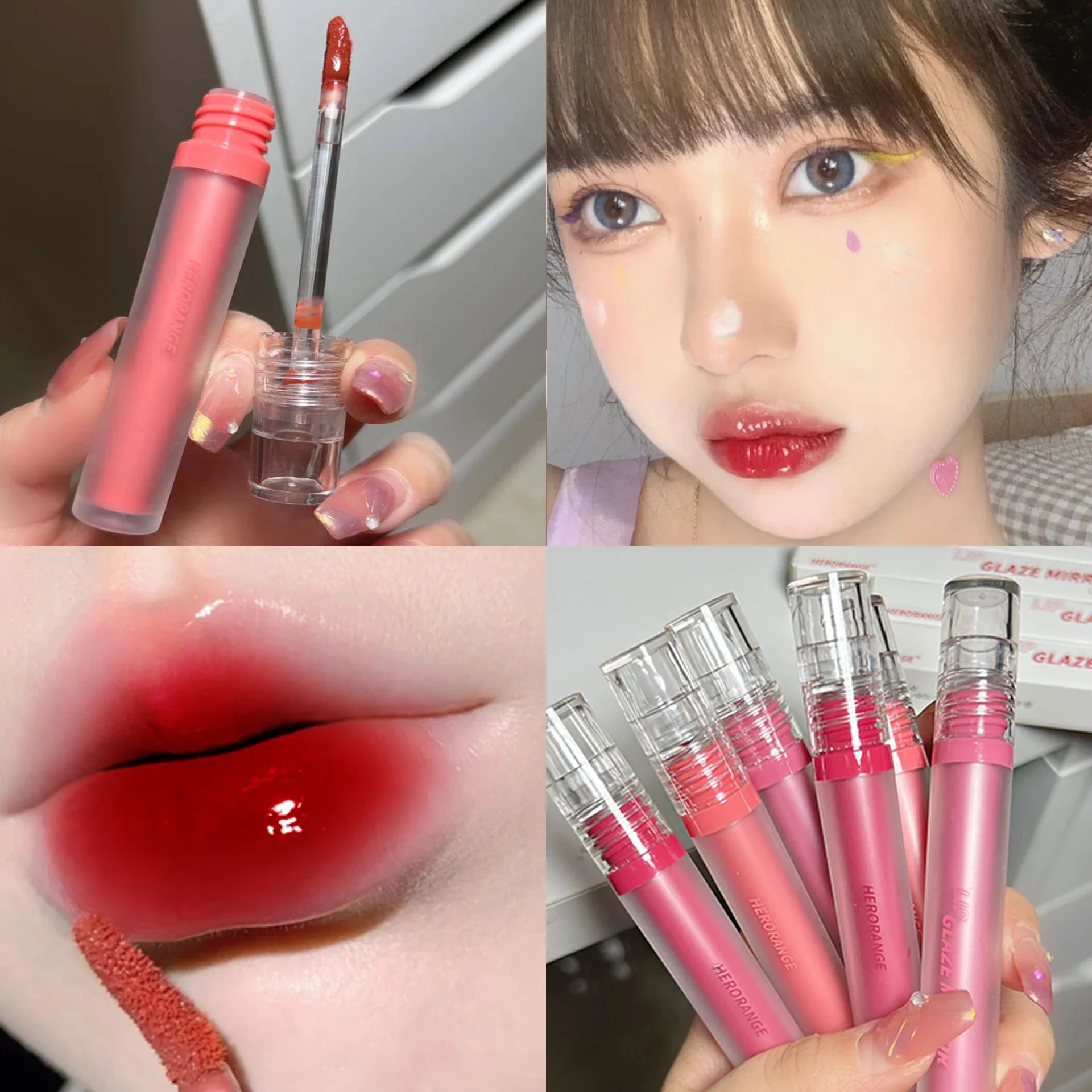 Wasserdichter Spiegel wässriger Lip gloss 6 Farben dauerhaftes transparentes Gelee nackt rosa flüssiger Lippenstift Womon Beauty Make-up Lippen kosmetik