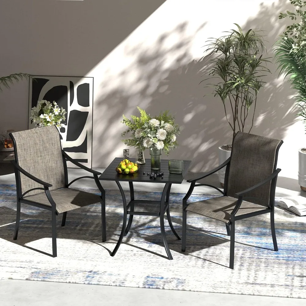 Small Square Patio Table 28 Inch Metal Outdoor Dining Table for Garden Balcony