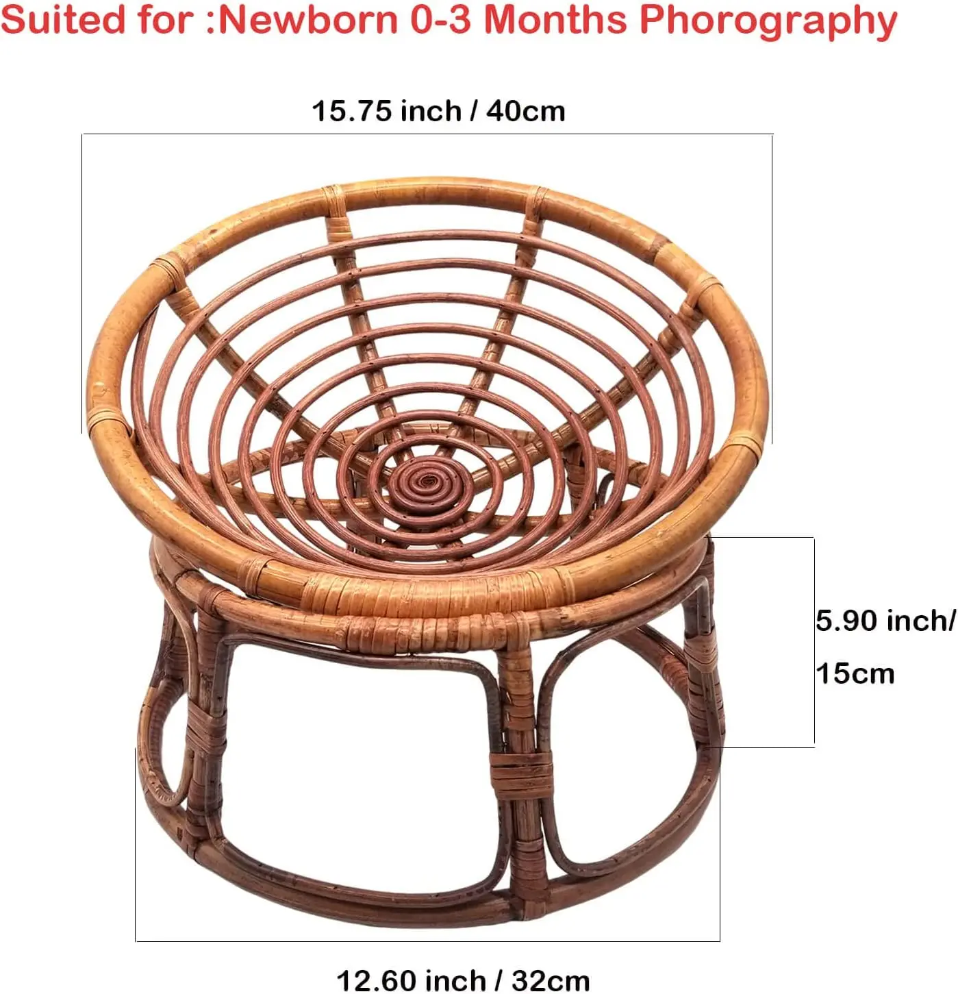 Newborn Photography Props Retro Handmade Baby Papasan Chair Rattan Photoshoot Props Girl Boy Bed Chairs Newborn Posing Furniture