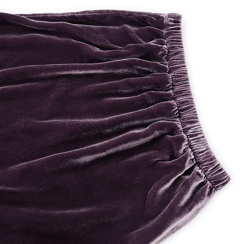 2025 Dames Lente/Herfst Kleding 30% Natuurlijke Moerbei Zijde Fluwelen Elastische Taille Bean Zand Kleur Rechte Stap Rok