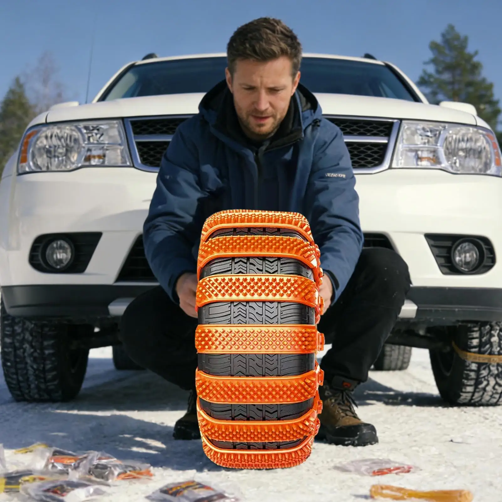 Snow Tire Chains Heavy Duty Reusable Cable Anti-Slip Car Tire Chains Belt For Truck SUV Sedan Motorcycle Pickup Automotive
