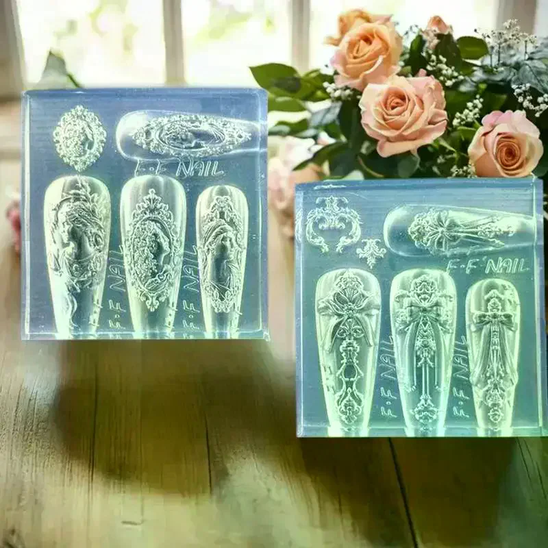 3D Transparent Mold for Nail Art, DIY bow Design, European Style Avatar Photo Frame, Silicone Tool for Manicure Decoration